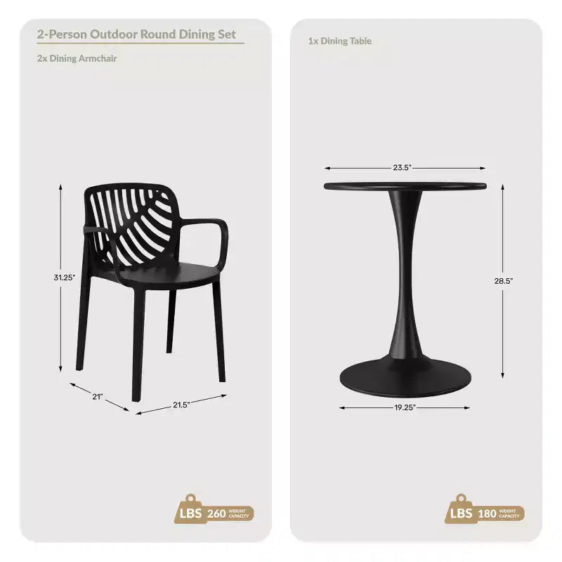 WestinTrends Playa 3-Piece Outdoor Indoor Metal Patio Dining Table Set With Stackable Patio Chairs