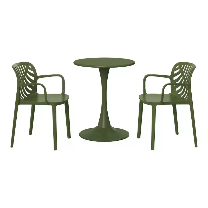 Set da pranzo da patio WestinTrends Playa da 3 pezzi in metallo per interni/esterni con sedie impilabili