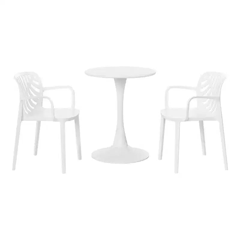 Set da pranzo da patio WestinTrends Playa da 3 pezzi in metallo per interni/esterni con sedie impilabili