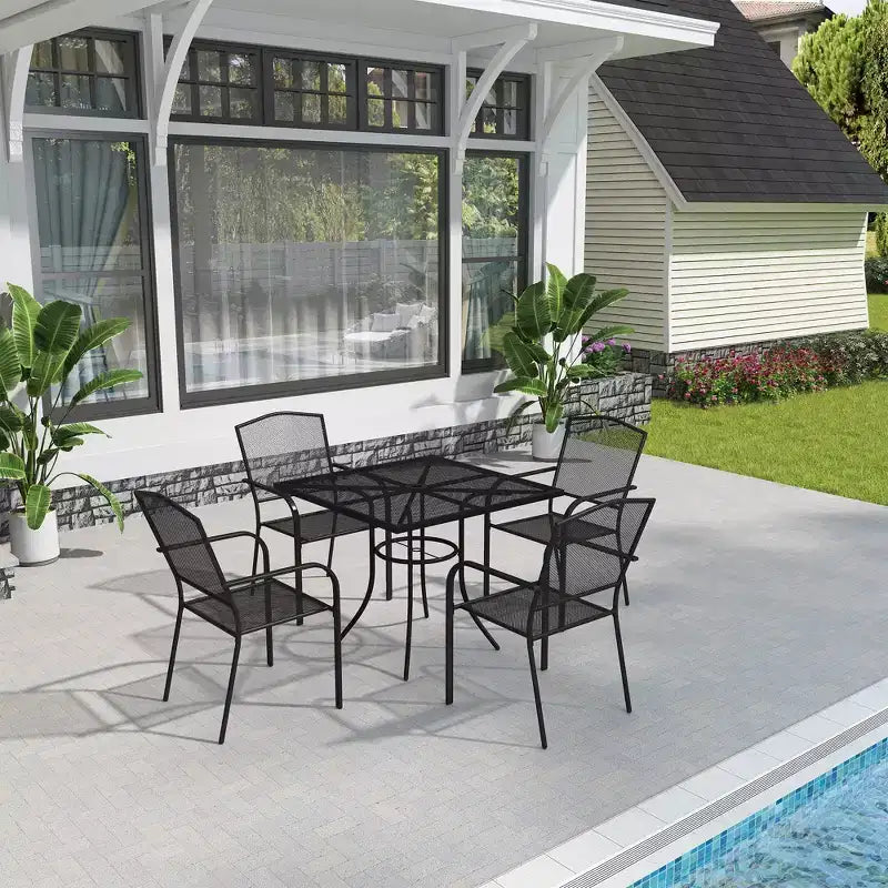 Mondawe 5-Piece Steel Mesh Dining Set With1 Square Dining Table & 4 Dining Chairs