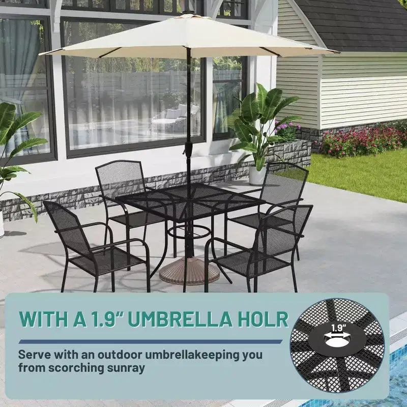 Mondawe 5-Piece Steel Mesh Dining Set With1 Square Dining Table & 4 Dining Chairs