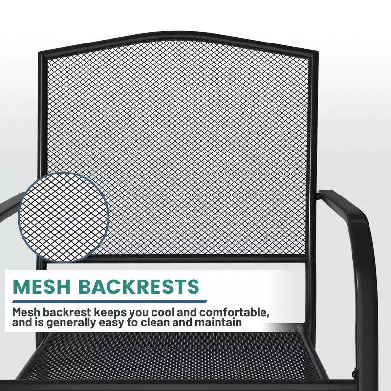 Mondawe 5-Piece Steel Mesh Dining Set With1 Square Dining Table & 4 Dining Chairs