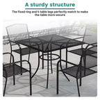 Mondawe 5-Piece Steel Mesh Dining Set With1 Square Dining Table & 4 Dining Chairs