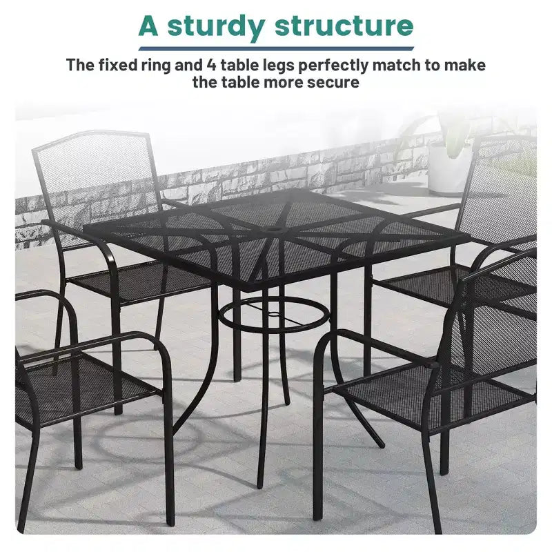 Mondawe 5-Piece Steel Mesh Dining Set With1 Square Dining Table & 4 Dining Chairs