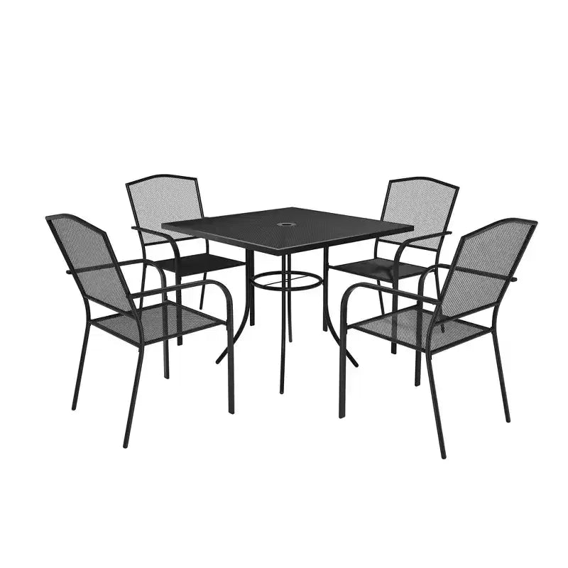 Mondawe 5-Piece Steel Mesh Dining Set With1 Square Dining Table & 4 Dining Chairs