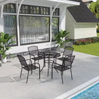 Mondawe 5-Piece Steel Mesh Dining Set With1 Circle Dining Table & 4 Dining Chairs