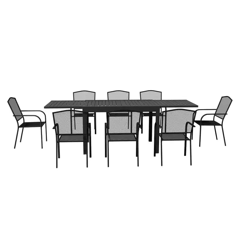 Mondawe 9-Piece Aluminum Extendable Outdoor Patio Dining Set,With Telescopic Table & Mesh Chairs Patio Set
