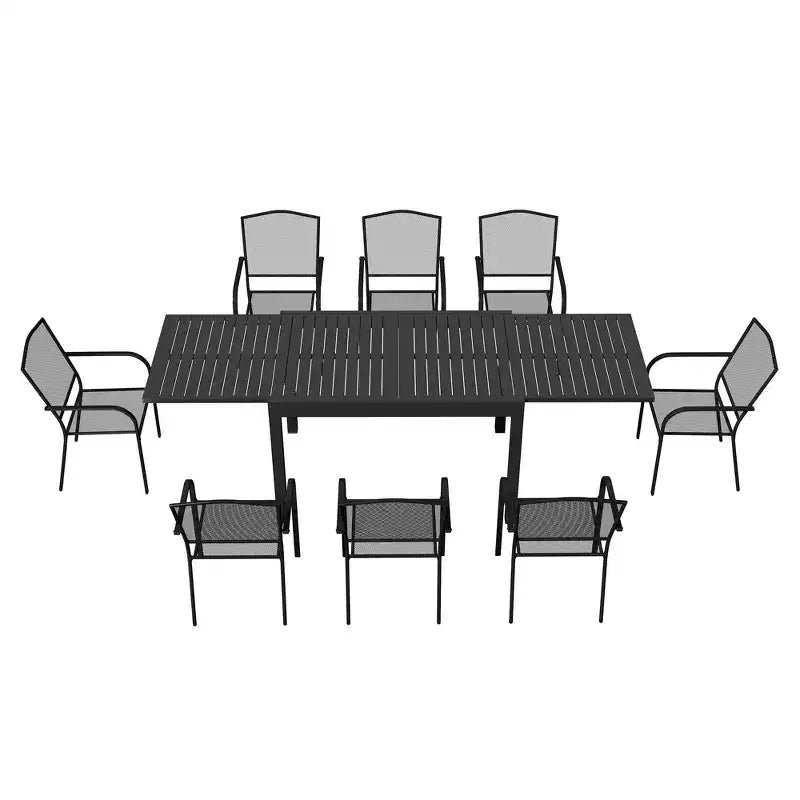 Mondawe 9-Piece Aluminum Extendable Outdoor Patio Dining Set,With Telescopic Table & Mesh Chairs Patio Set