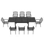 Mondawe 9-Piece Aluminum Extendable Outdoor Patio Dining Set,With Telescopic Table & Mesh Chairs Patio Set