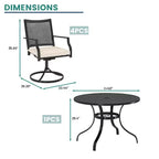 Mondawe 5-Piece Outdoor Dining Set Black Round Table with Umbrella Hole Swivel Dining Chairs