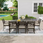 Mondawe 9-Piece Cast Aluminum Patio Dining Set 1 Rectangle Retro Table and 8 Dining Chairs with Cushion