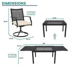 Mondawe 7-Piece Outdoor Dining ,With 1 Piece Extendable Rectangle Table and 6 Piece 360 Degree Swivel Chair Patio Set