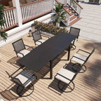 Mondawe 7-Piece Outdoor Dining ,With 1 Piece Extendable Rectangle Table and 6 Piece 360 Degree Swivel Chair Patio Set
