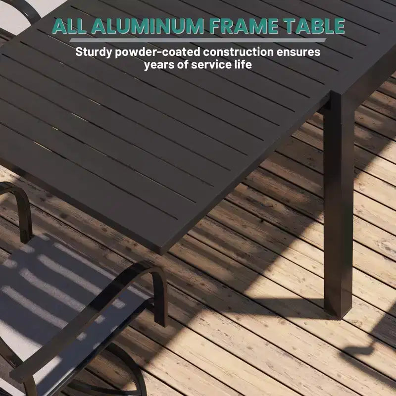 Mondawe 7-Piece Outdoor Dining ,With 1 Piece Extendable Rectangle Table and 6 Piece 360 Degree Swivel Chair Patio Set