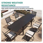 Mondawe 7-Piece Outdoor Dining ,With 1 Piece Extendable Rectangle Table and 6 Piece 360 Degree Swivel Chair Patio Set