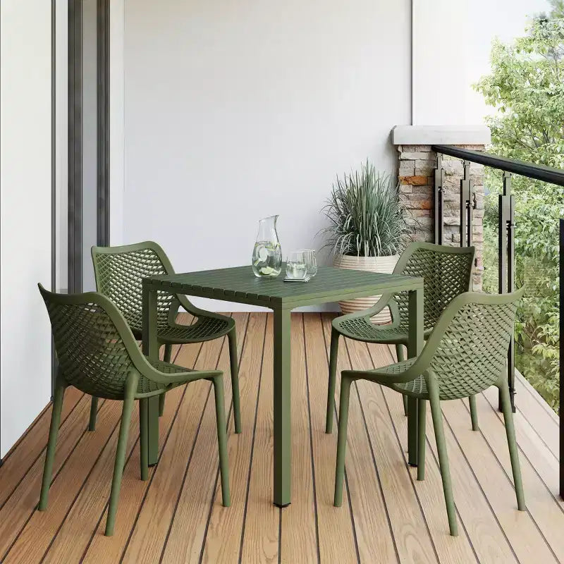 WestinTrends Playa 5-Piece Outdoor Patio Metal Frame Dining Table Set with Stackable Patio Dining Chairs