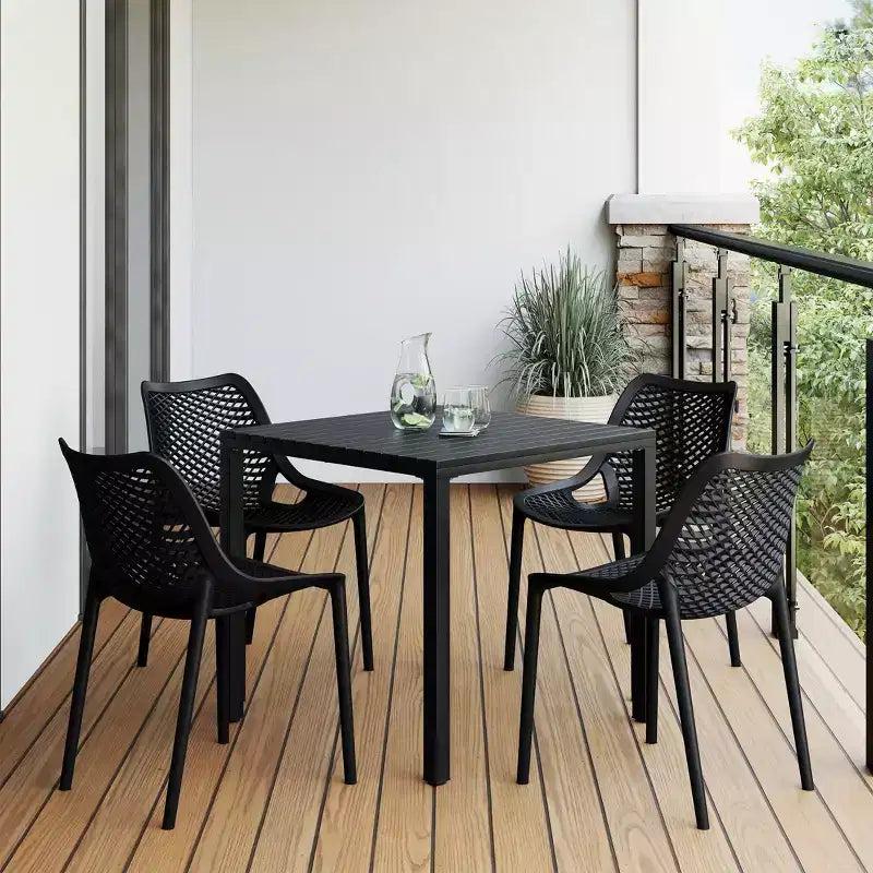 WestinTrends Playa 5-Piece Outdoor Patio Metal Frame Dining Table Set with Stackable Patio Dining Chairs