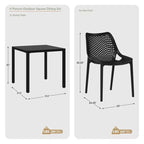 WestinTrends Playa 5-Piece Outdoor Patio Metal Frame Dining Table Set with Stackable Patio Dining Chairs