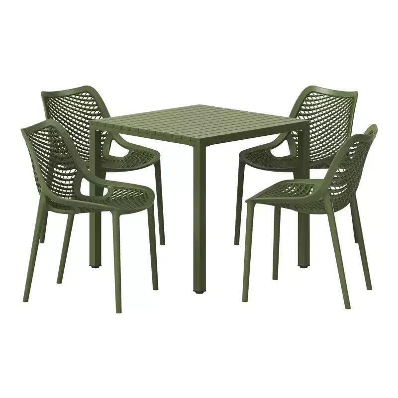 Set da pranzo da patio da esterni Playa di WestinTrends, 5 pezzi, con tavolo e struttura in metallo e sedie da pranzo impilabili