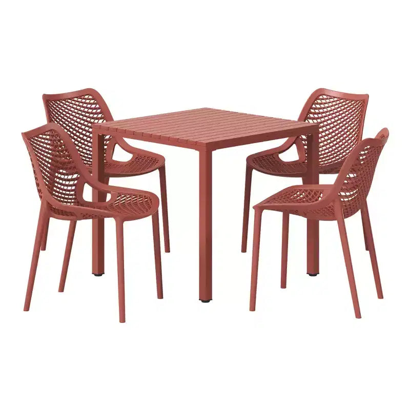 Set da pranzo da patio da esterni Playa di WestinTrends, 5 pezzi, con tavolo e struttura in metallo e sedie da pranzo impilabili
