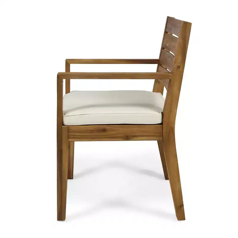 Christopher Knight Home Juliette Rustic 7 Piece Outdoor Rattan Acacia Wood Slatted Dining Set with Cushions