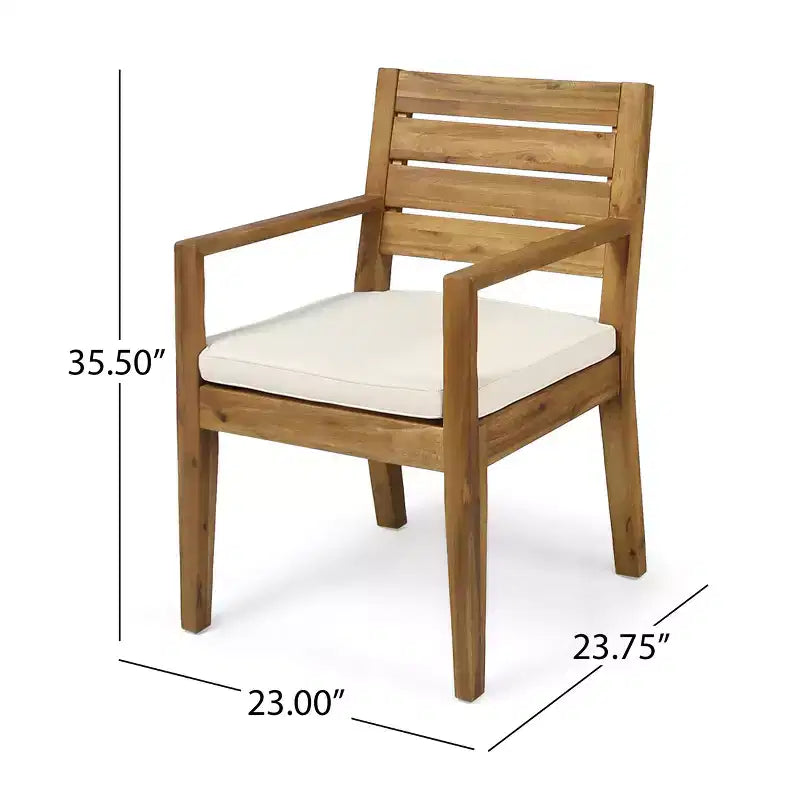 Christopher Knight Home Juliette Rustic 7 Piece Outdoor Rattan Acacia Wood Slatted Dining Set with Cushions