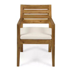 Christopher Knight Home Juliette Rustic 7 Piece Outdoor Rattan Acacia Wood Slatted Dining Set with Cushions