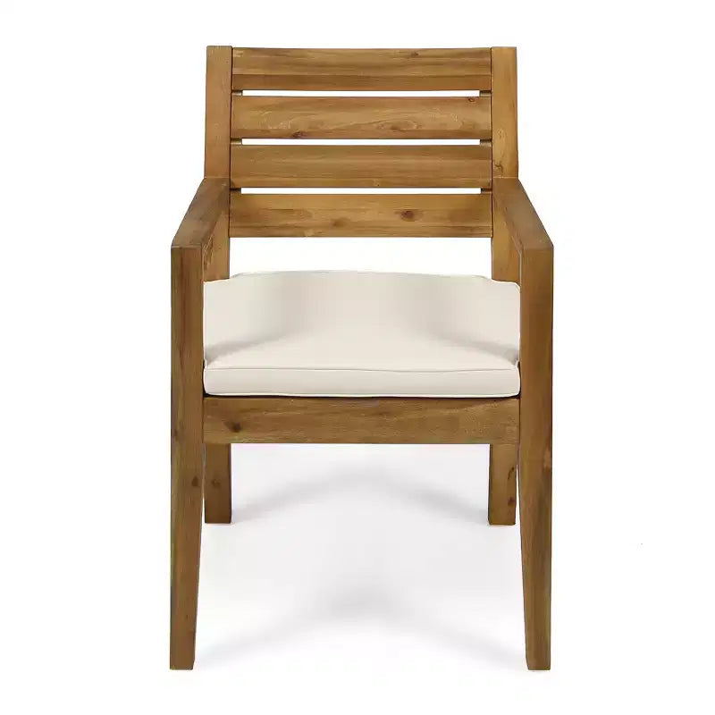 Christopher Knight Home Juliette Rustic 7 Piece Outdoor Rattan Acacia Wood Slatted Dining Set with Cushions