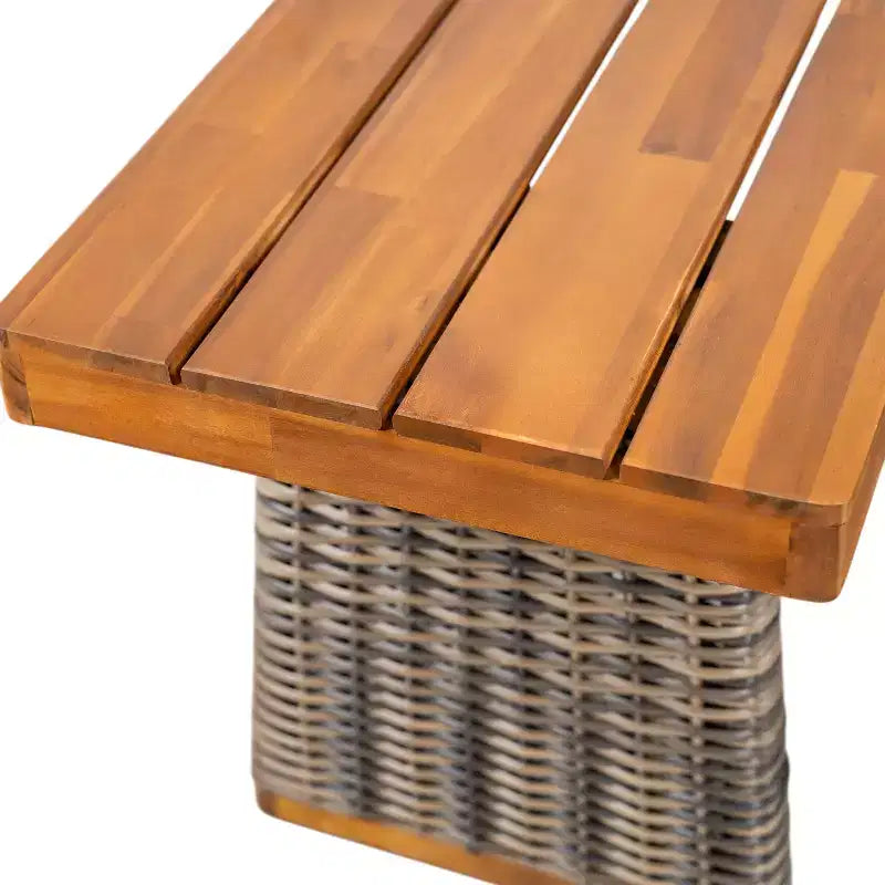 Christopher Knight Home Amara Rustic 6 Piece Outdoor Acacia Wood Dining Set with Rattan Slatted Table and Cushions