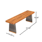 Christopher Knight Home Amara Rustic 6 Piece Outdoor Acacia Wood Dining Set with Rattan Slatted Table and Cushions