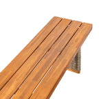 Christopher Knight Home Amara Rustic 6 Piece Outdoor Acacia Wood Dining Set with Rattan Slatted Table and Cushions
