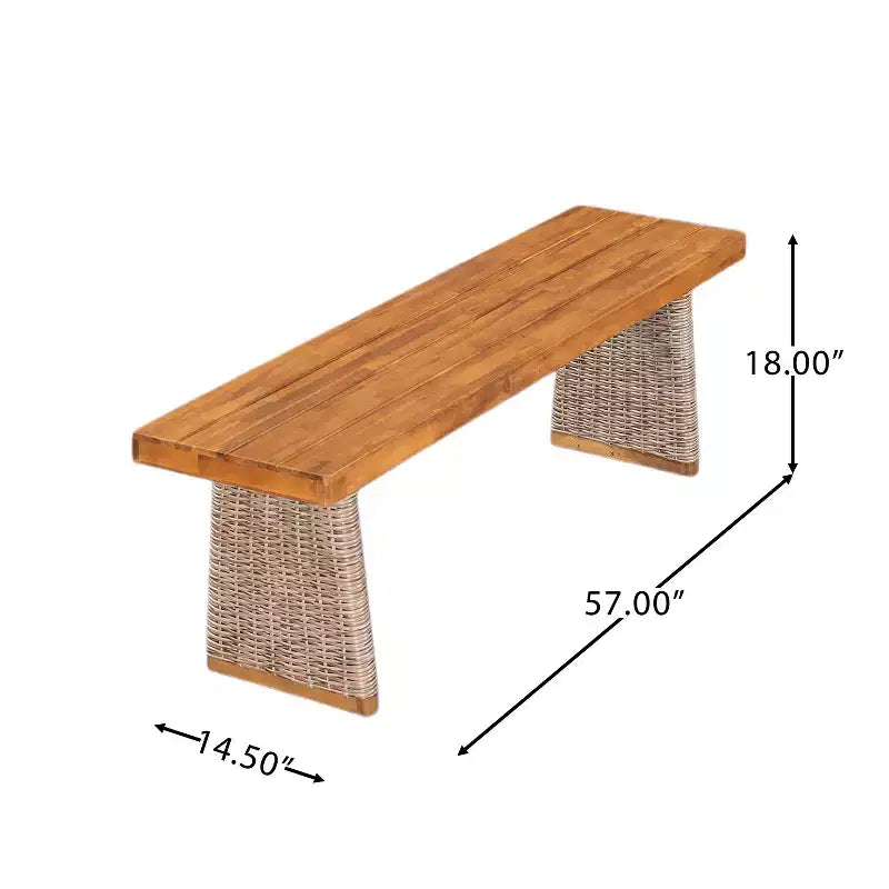Christopher Knight Home Liliana Rustic 6 Piece Outdoor Acacia Wood Dining Set with Rattan Slatted Table and Cushions
