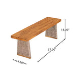 Christopher Knight Home Liliana Rustic 6 Piece Outdoor Acacia Wood Dining Set with Rattan Slatted Table and Cushions