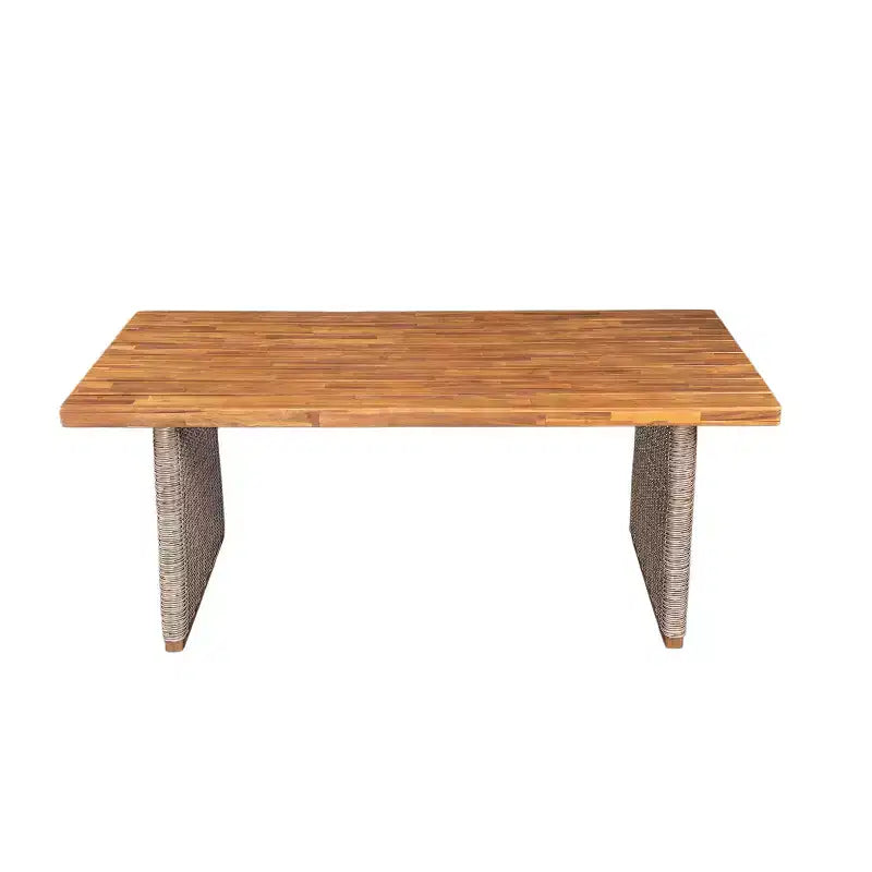 Christopher Knight Home Liliana Rustic 6 Piece Outdoor Acacia Wood Dining Set with Rattan Slatted Table and Cushions