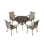 Mondawe 5 Pieces Outdoor Patio Dining Set with 53in W Round Dining Table and 4 Armchairs