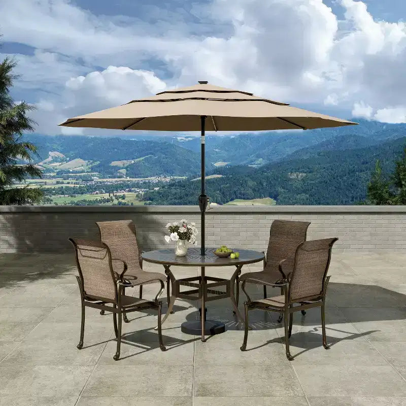 Mondawe 5 Pieces Outdoor Patio Dining Set with 53in W Round Dining Table and 4 Armchairs