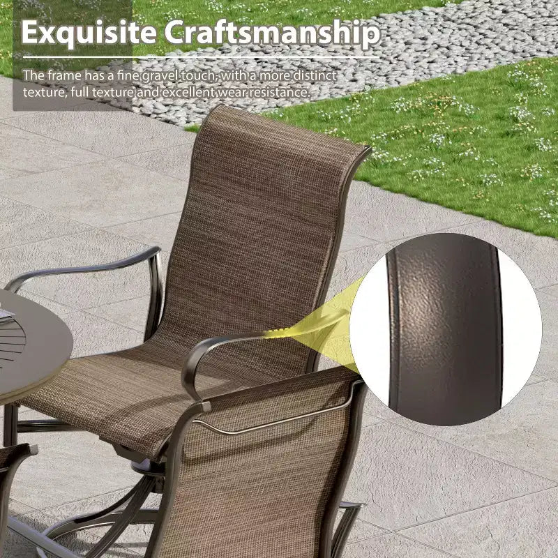Mondawe 5 Pieces Outdoor Patio Dining Set with 53 in W Round Dining Table and 4 Swivel Rocking Chairs