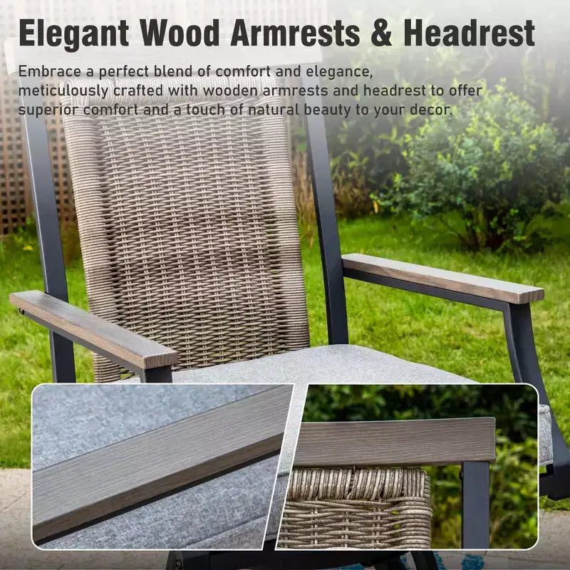Captiva Designs 3pc Outdoor Patio Metal Bar Height Table & Bar Swivel Chair with Cushion and Armrest