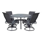 Courtyard Casual Santa Fe 5 pc 48 Round Dining Set with Sling Swivel Rockers Includes one Round table and 4 Sling Swivel Rockers