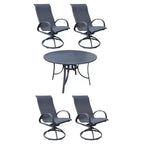 Courtyard Casual Santa Fe 5 pc 48 Round Dining Set with Sling Swivel Rockers Includes one Round table and 4 Sling Swivel Rockers