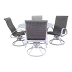 Courtyard Casual Santa Fe 5 pc 48 Round Dining Set with Wicker Swivel Rockers Includes one Round table and 4 Wicker Swivel Rockers