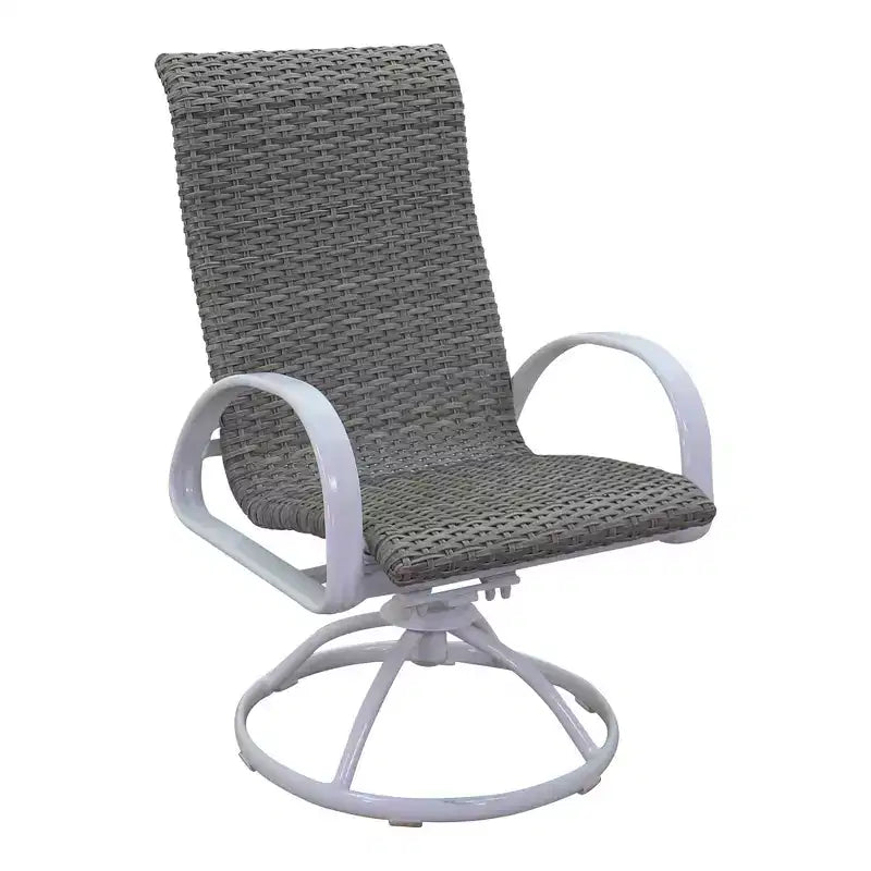 Courtyard Casual Santa Fe 5 pc 48 Round Dining Set with Wicker Swivel Rockers Includes one Round table and 4 Wicker Swivel Rockers