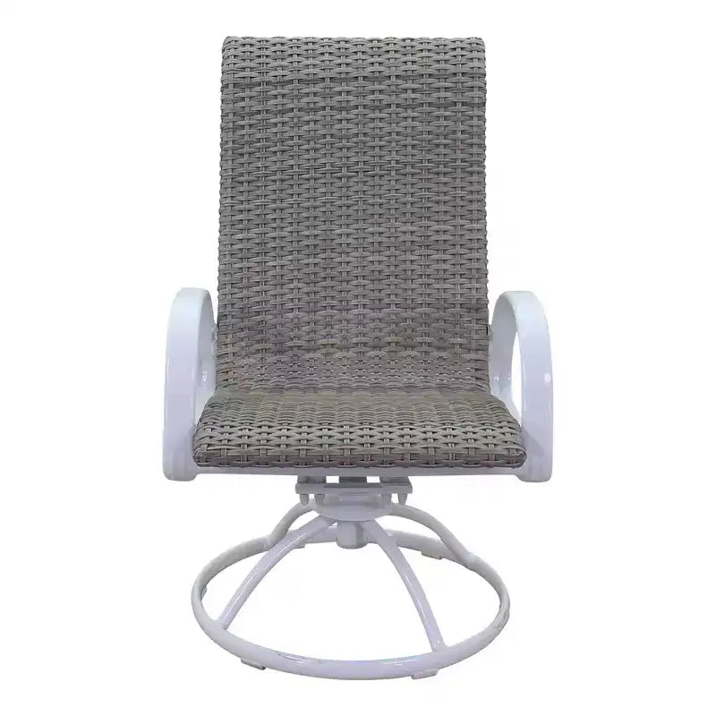 Courtyard Casual Santa Fe 5 pc 48 Round Dining Set with Wicker Swivel Rockers Includes one Round table and 4 Wicker Swivel Rockers