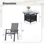 Captiva Designs 3pc Outdoor Patio Dining Steel Table & Gray Wood-look Arm Textilene Sling Chairs
