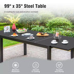 Captiva Designs 7pc Outdoor Patio Expandable Steel Dining Table & Brown Textilene Arm Chairs