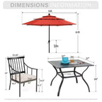 Captiva Designs 6pc Patio Square Table with Steel Frame & Stylish Cushioned Chairs &10ft Umbrella