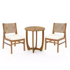 Christopher Knight Home Daisy 3 Piece Patio Rustic Acacia Wood Dining Set with Wicker Woven Chair