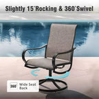 Captiva Designs 5pc Patio Dining Square Steel Fire Pit Table & Armrest Metal Frame Chairs