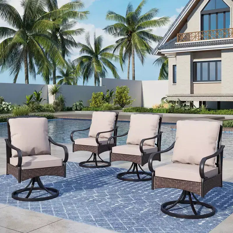 Captiva Designs 5pc Patio Dining Square Steel Fire Pit Table & Armrest Metal Frame Chairs