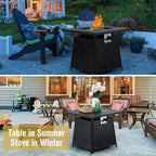 Captiva Designs 5pc Patio Dining Square Steel Fire Pit Table & Armrest Metal Frame Chairs